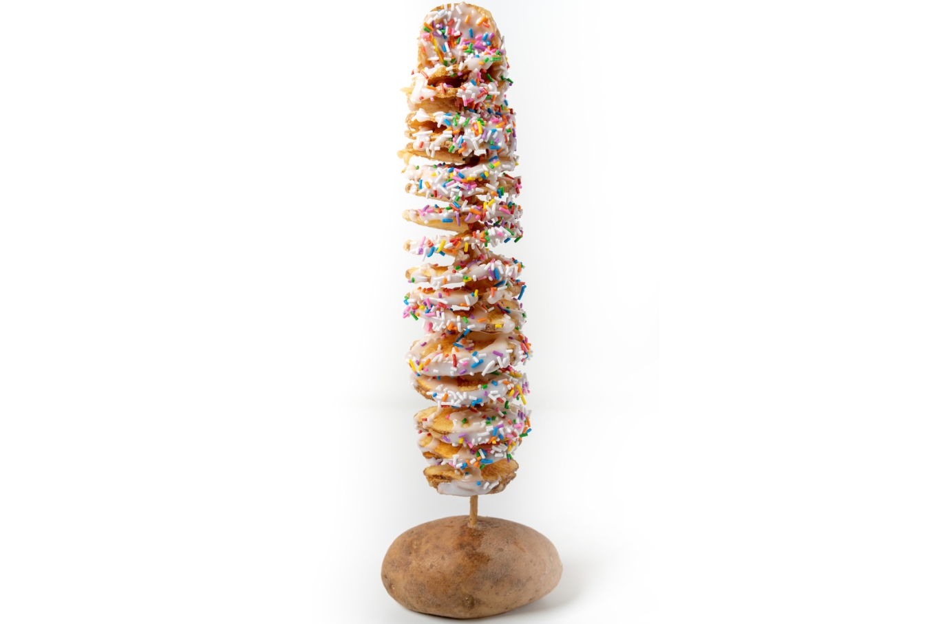 Rotato Twisted Potato with icing and sprinkles