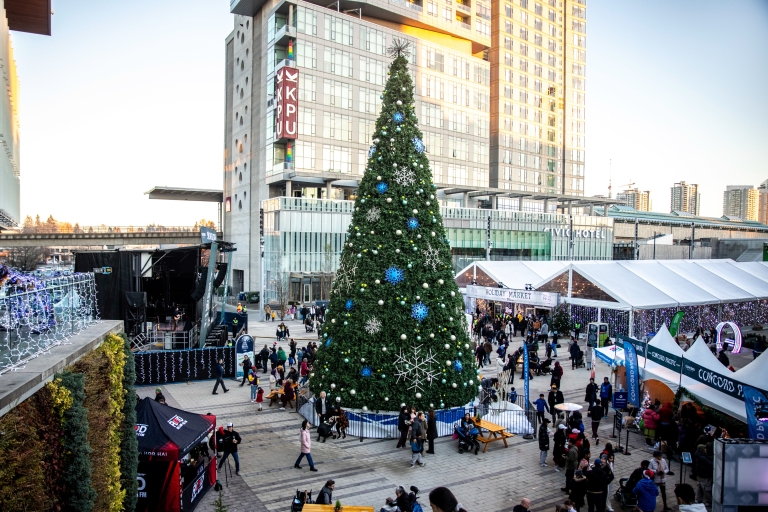 christmas tree and people around